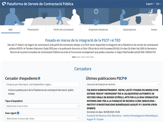 Portal oficial de contratación pública de la Generalitat de Catalunya (fuente primaria oficial).