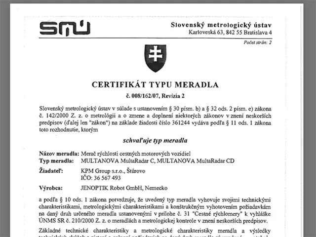 Certificat original TSK 162/07-008 (2011) Multaradar C i CD
